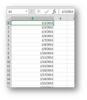 Date Series of all weekdays in Excel (omits Saturdays and Sundays)
